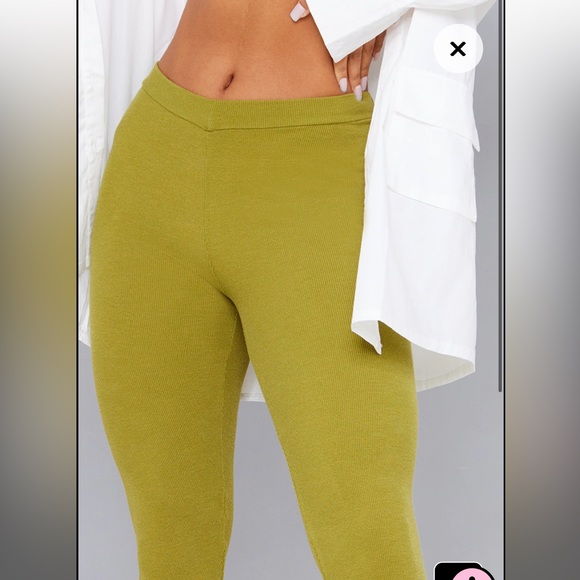 PLT Olive Rib V-front Detail Leggings - Picture 2 of 4